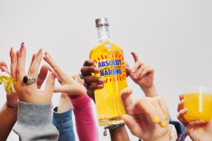 Absolut Haring bottle held in the air