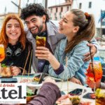 Consumers sitting outside drinking aperitifs