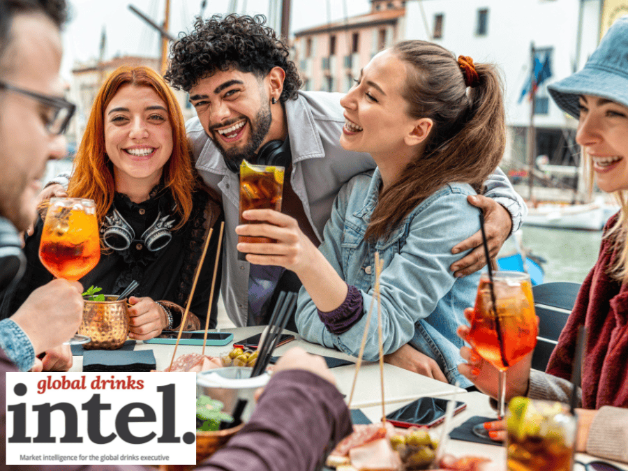 Consumers sitting outside drinking aperitifs