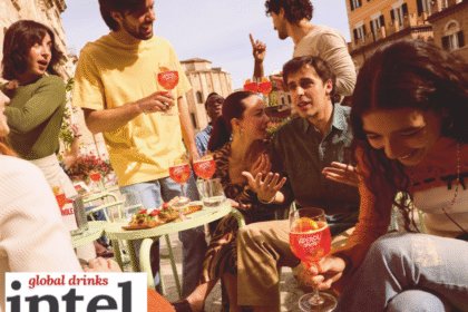 Group of young consumers with branded Aperol serves