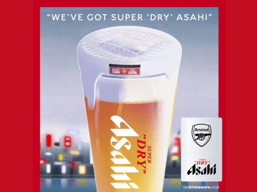 Asahi pint serve with Arsenal