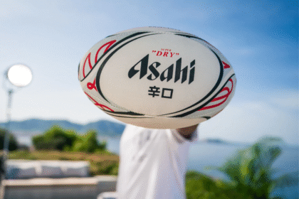 Asahi logo on rugby ball