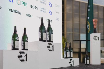 Champagne Telmont on E1 podium