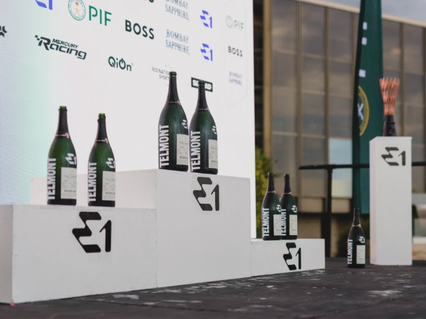 Champagne Telmont on E1 podium