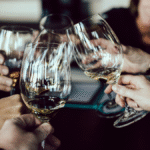 Wine glasses clinking