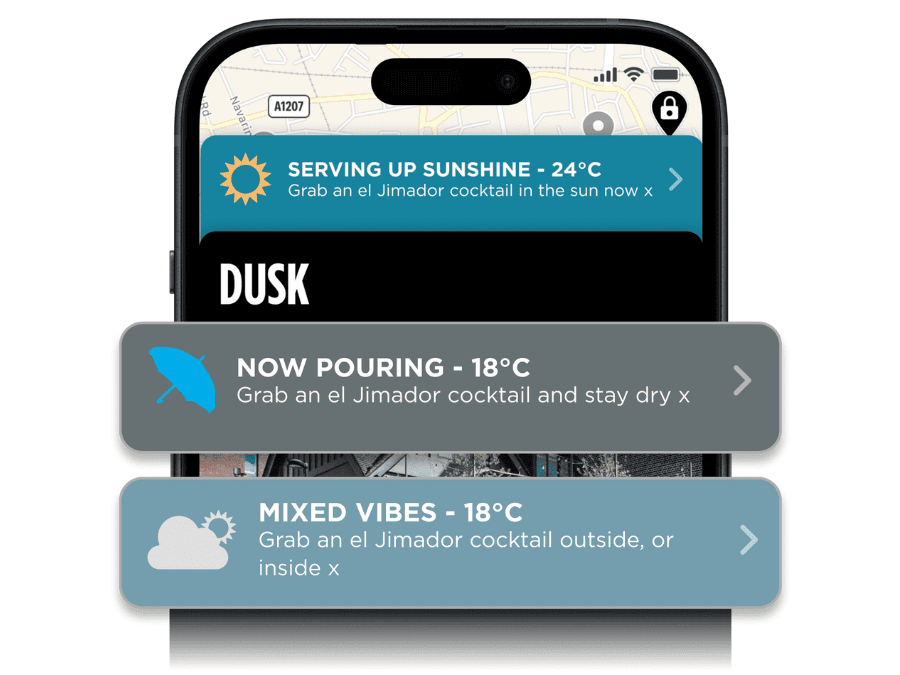 Screenshot of the Dusk free drinks app