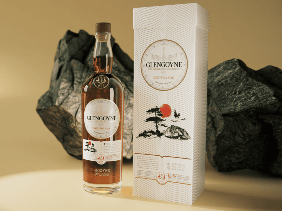Glengoyne Mizunara Oak bottle and box