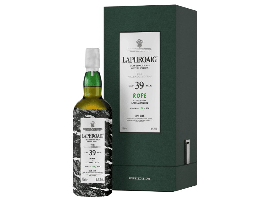 Laphroaig The Wall Collection Rope Edition 39-Year-Old bottle and box