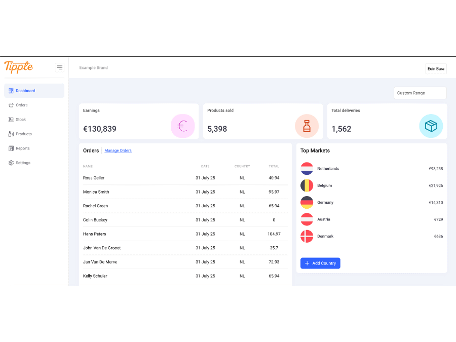 Screenshot of Tipple interface
