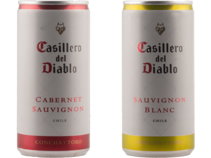 Casillero del Diablo cabernet sauvignon and sauvignon blanc in cans