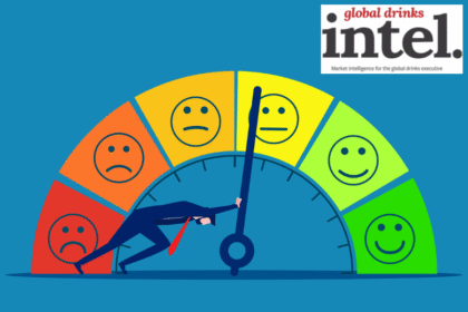 Graphic of man moving a needle on a scale of happy to sad faces