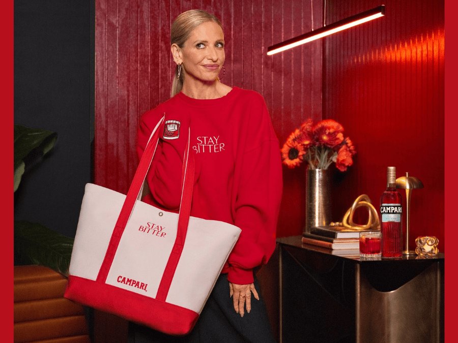 Sarah Michelle Gellar with Campari merchandise