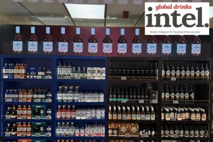 Shelf display of speciality spirits