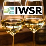 Two wine glasses behind IWSR logo
