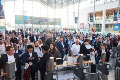 Drinktec attendees queuing to enter exhibition