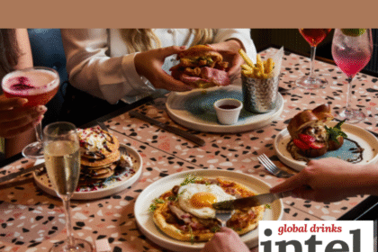 Brunch meal with alcoholic drinks in the on-premise