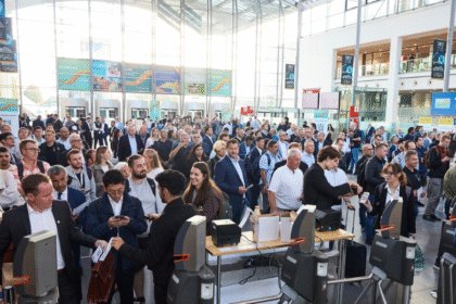 Drinktec attendees queuing to enter exhibition