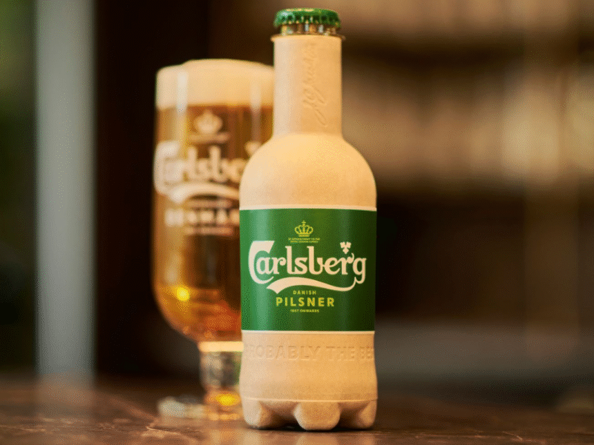 Carlsberg's wood-based bottle with a PEF inner lining