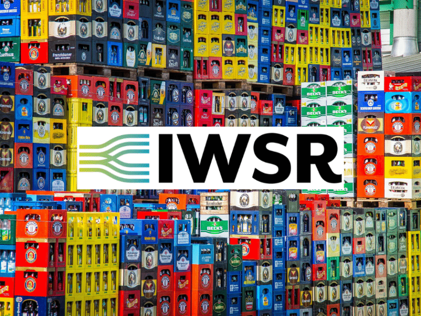 Crates of alcohol with IWSR logo