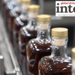 Bourbon bottles on a bottling line