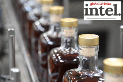 Bourbon bottles on a bottling line