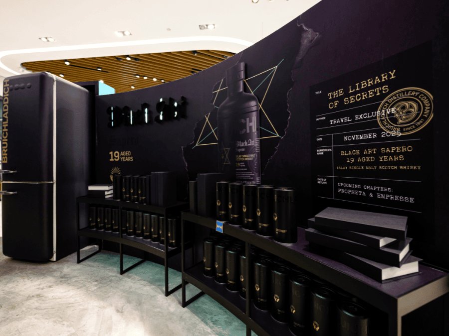 Bruichladdich Black Art Sapero bottle and GTR display