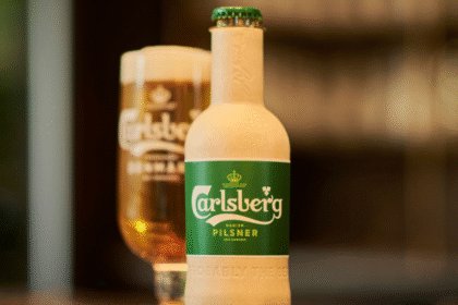 Carlsberg's wood-based bottle with a PEF inner lining