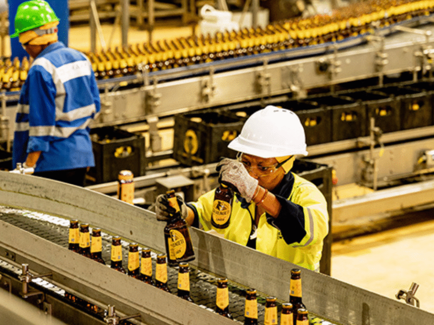 Operative on bottling line at East African Breweries