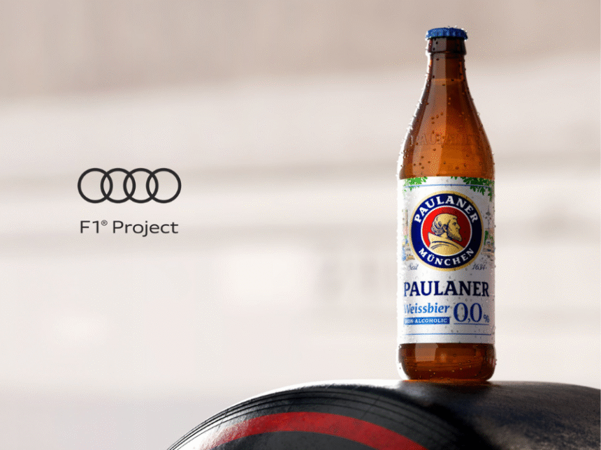 Paulaner bottle Audi logo