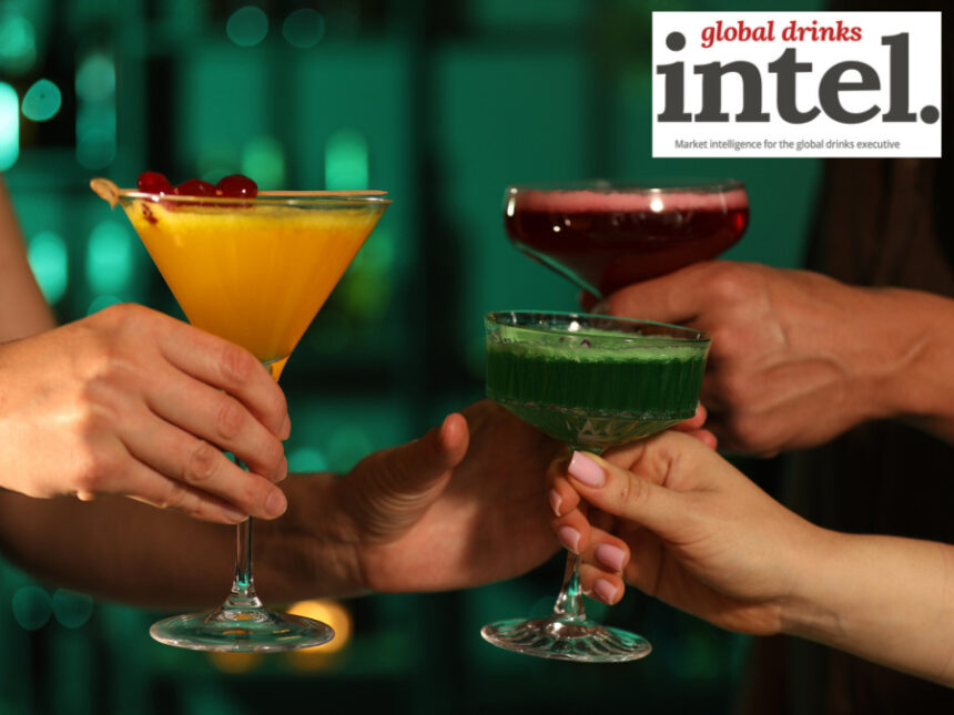 Three colourful cocktails