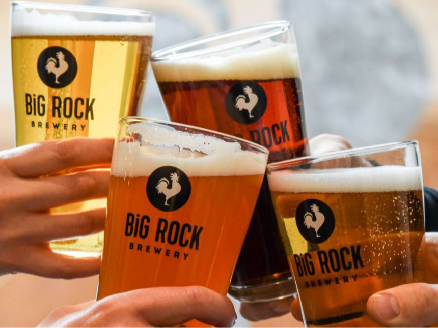 Big Rock Brewery branded glasses