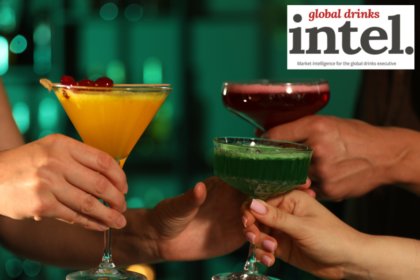 Three colourful cocktails