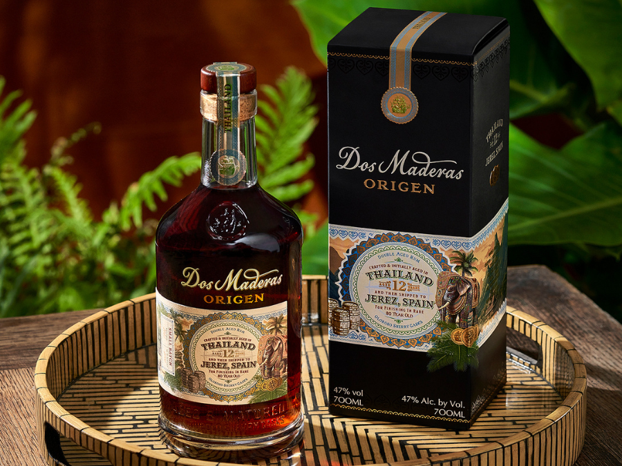 Dos Maderas Origen Thailand rum bottle and box