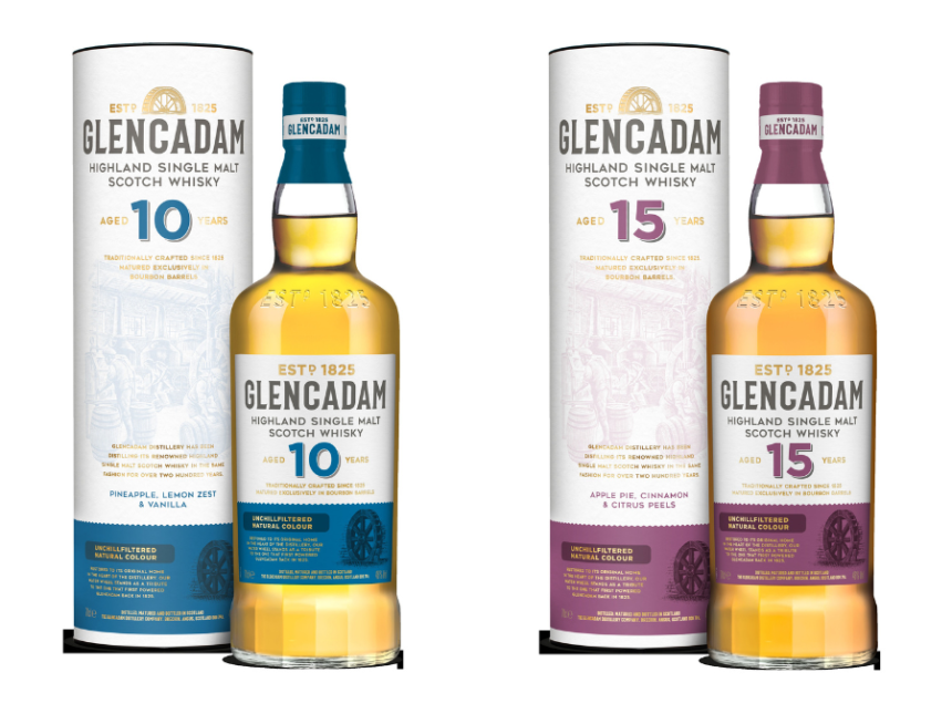 Glencadam 10 Year Old 15 Year Old bottles and boxes