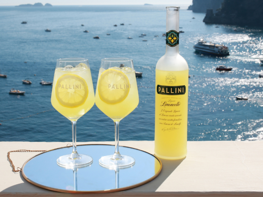 Pallini Limoncello bottle with two serves