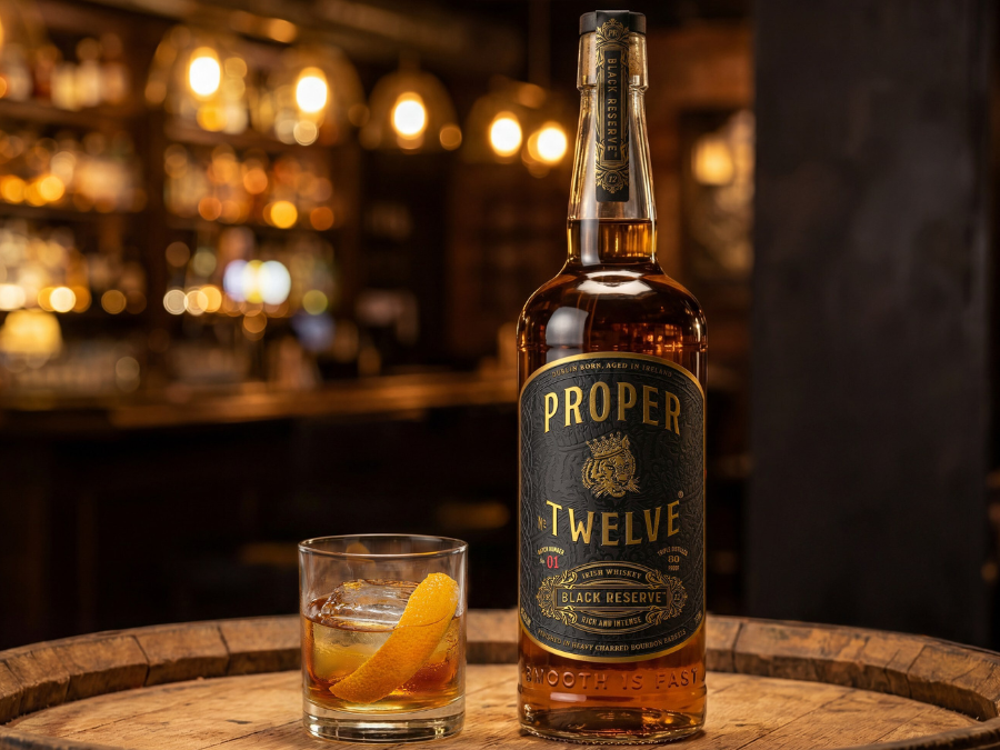 Proper No. Twelve Black Reserve bottle plus serve