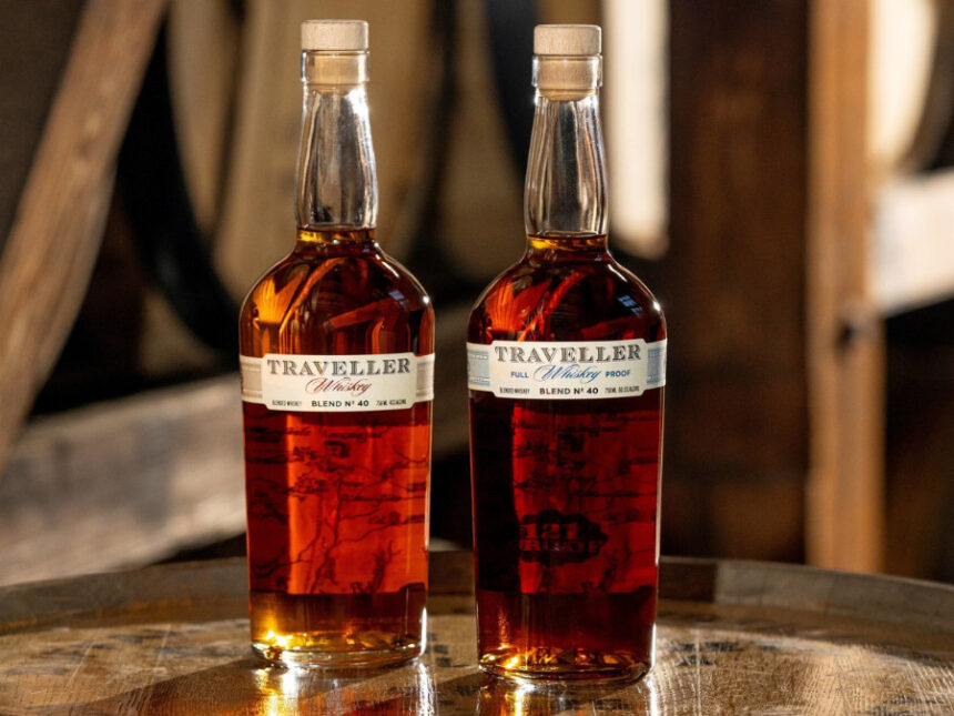 Traveller Whiskey Original and Full Proof bottles