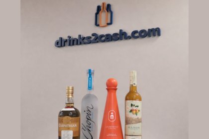 drinks2cash.com logo with four spirits brands