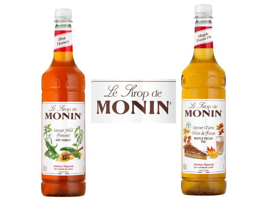 Monin Hot Honey and Maple Pecan Pie bottles