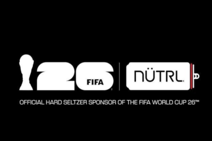 Black and white banner for AB InBev's sponsorship of world cup with NÜTRL hard seltzer
