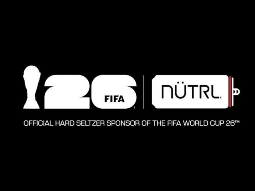 Black and white banner for AB InBev's sponsorship of world cup with NÜTRL hard seltzer