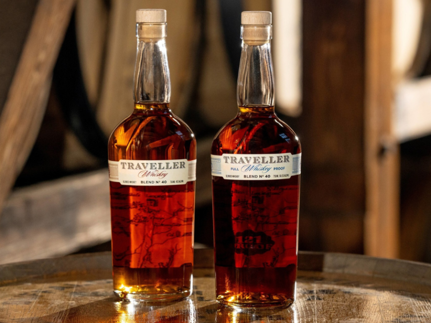 Traveller Whiskey Original and Full Proof bottles