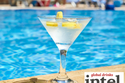 Martini serve by a swimming pool