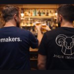 Two men with Bemakers and Jolie-branded shirts