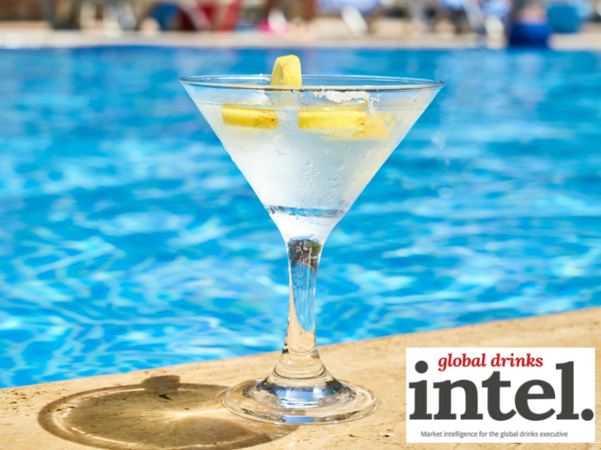 Martini serve by a swimming pool