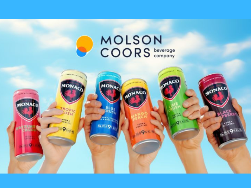 Monaco RTD cans plus Molson Coors Beverage Co logo