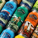 Flatlay of Side Launch Brewing Co cans