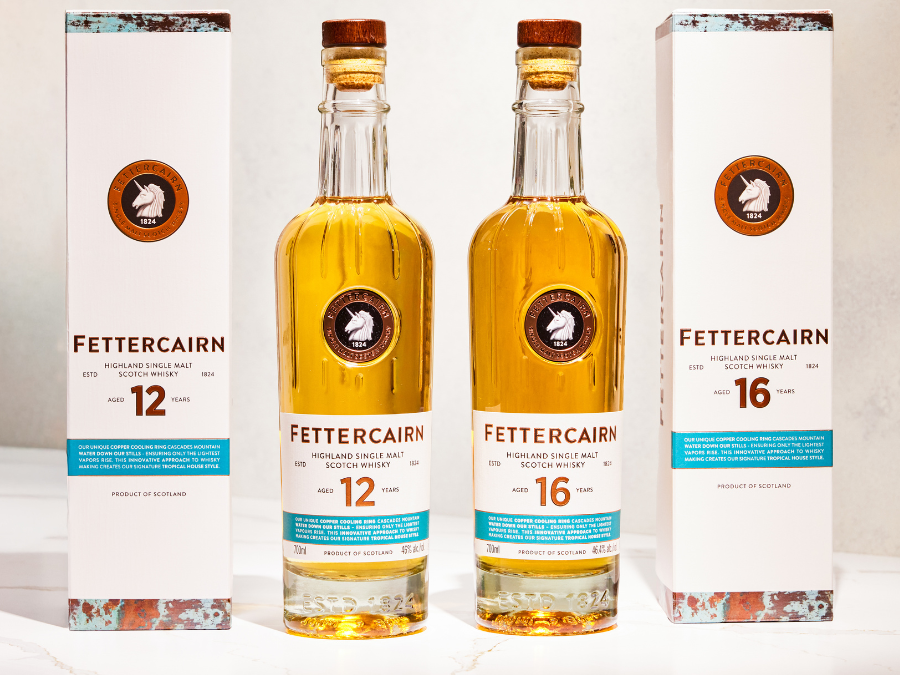 Fettercairn 12- and 16-Year-Olds bottles and boxes