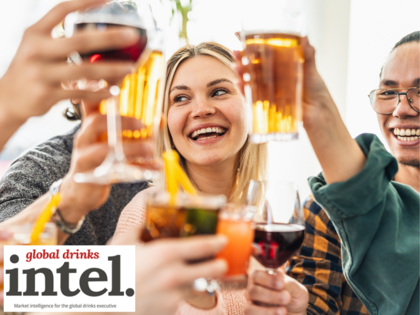 Younger drinkers toasting with glasses