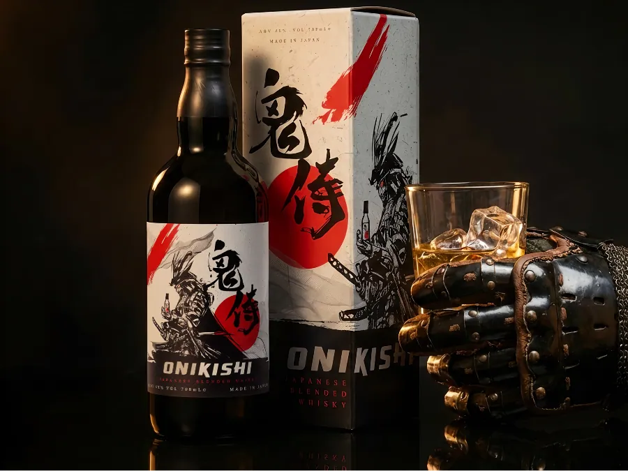 Onikishi Japanese Whiskey bottle and box